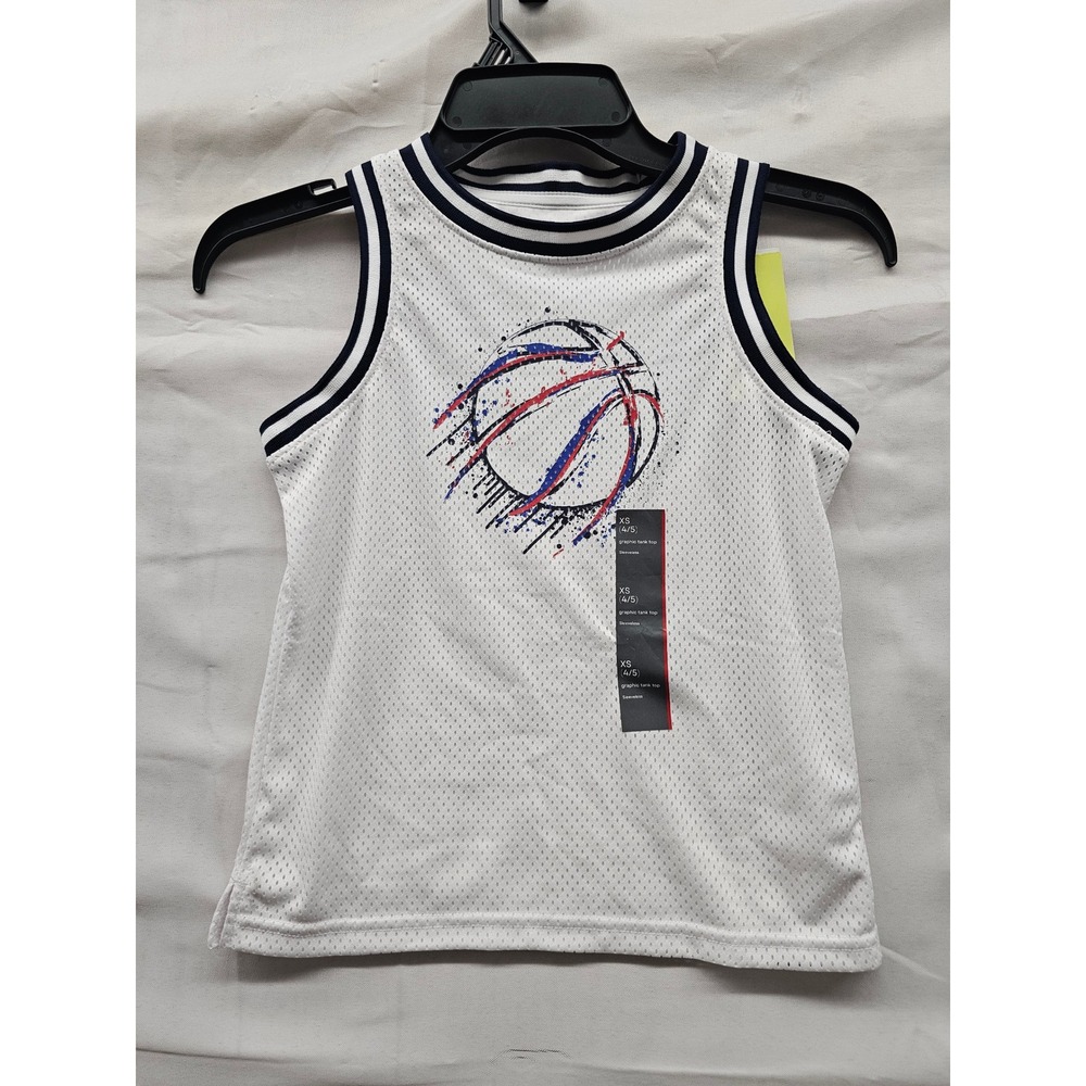 All in Motion Boys Basketball Graphic Tank Top White Polyester Athletic Size XS